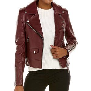Mackage Baya Leather Moto Jacket -- Brick, XXS